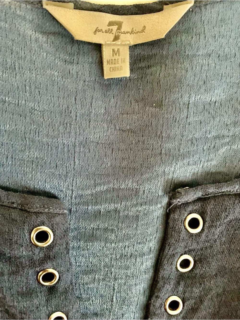7 For All Mankind Navy Short-Sleeve Rivet Trim. - Picture 6 of 8